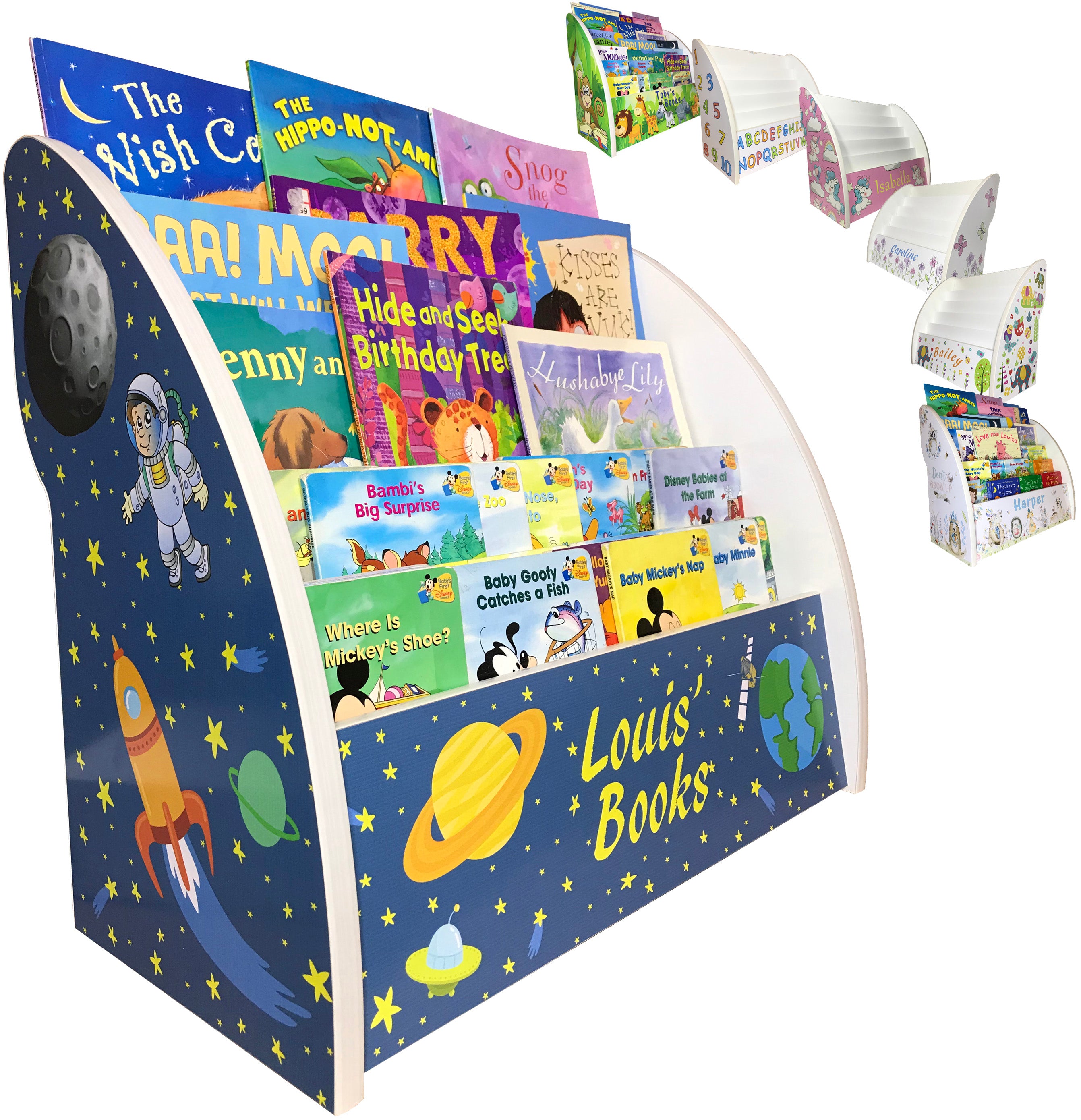 Personalised Space Childrens Bookcase Kids Bookshelf with planets ...